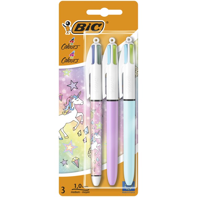 Imagen 0 de Pack de 3 bolígrafos 4 colores pastel & unicornio BIC