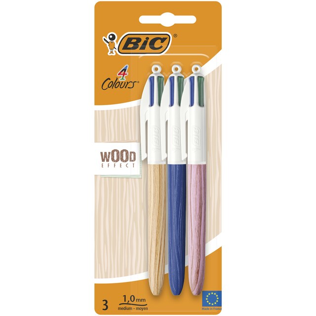 Imagen 0 de Pack de 3 bolígrafos 4 colores wood BIC