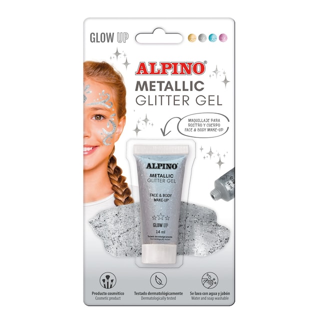 Imagen 0 de Blister maquillaje gel purpurina metalizado Alpino plateado