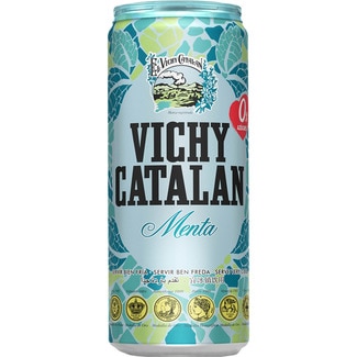 agua mineral natural con gas sabor menta lata 33 cl - Vichy Catalan