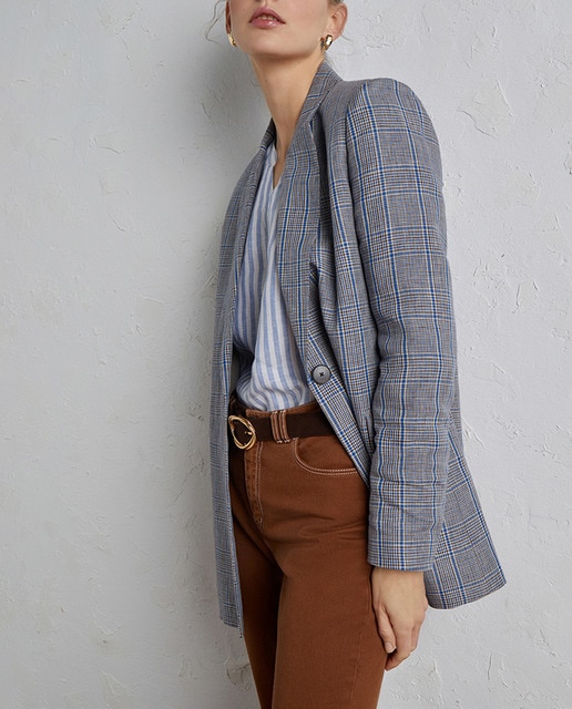 Imagen 0 de Blazer de cuadros de 100% lino