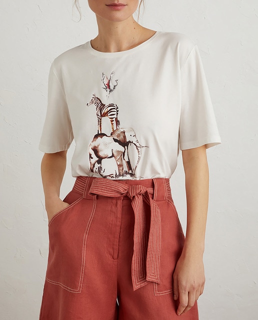 Imagen 0 de Camiseta de mujer con dibujo posicional