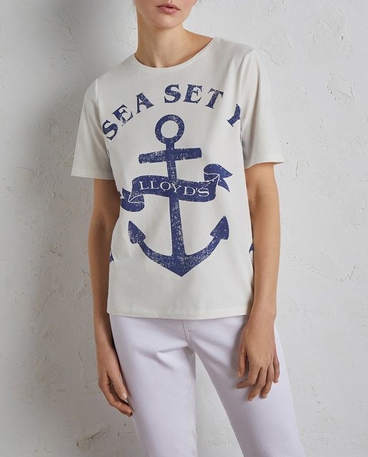 Imagen 0 de Camiseta de mujer con dibujo de ancla