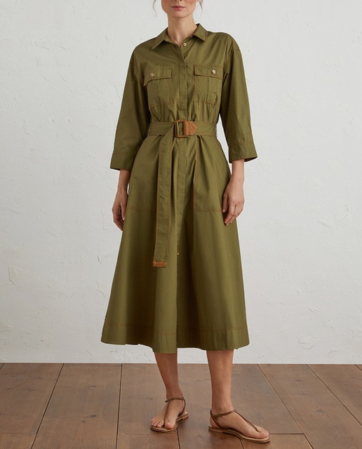 Imagen 0 de Vestido de 100% algodón con cinturón