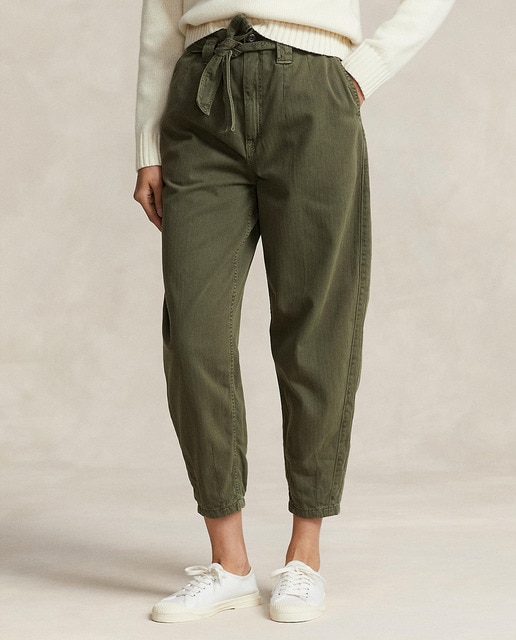 Imagen 0 de Pantalones de mujer pitillo de algodón con cinturón