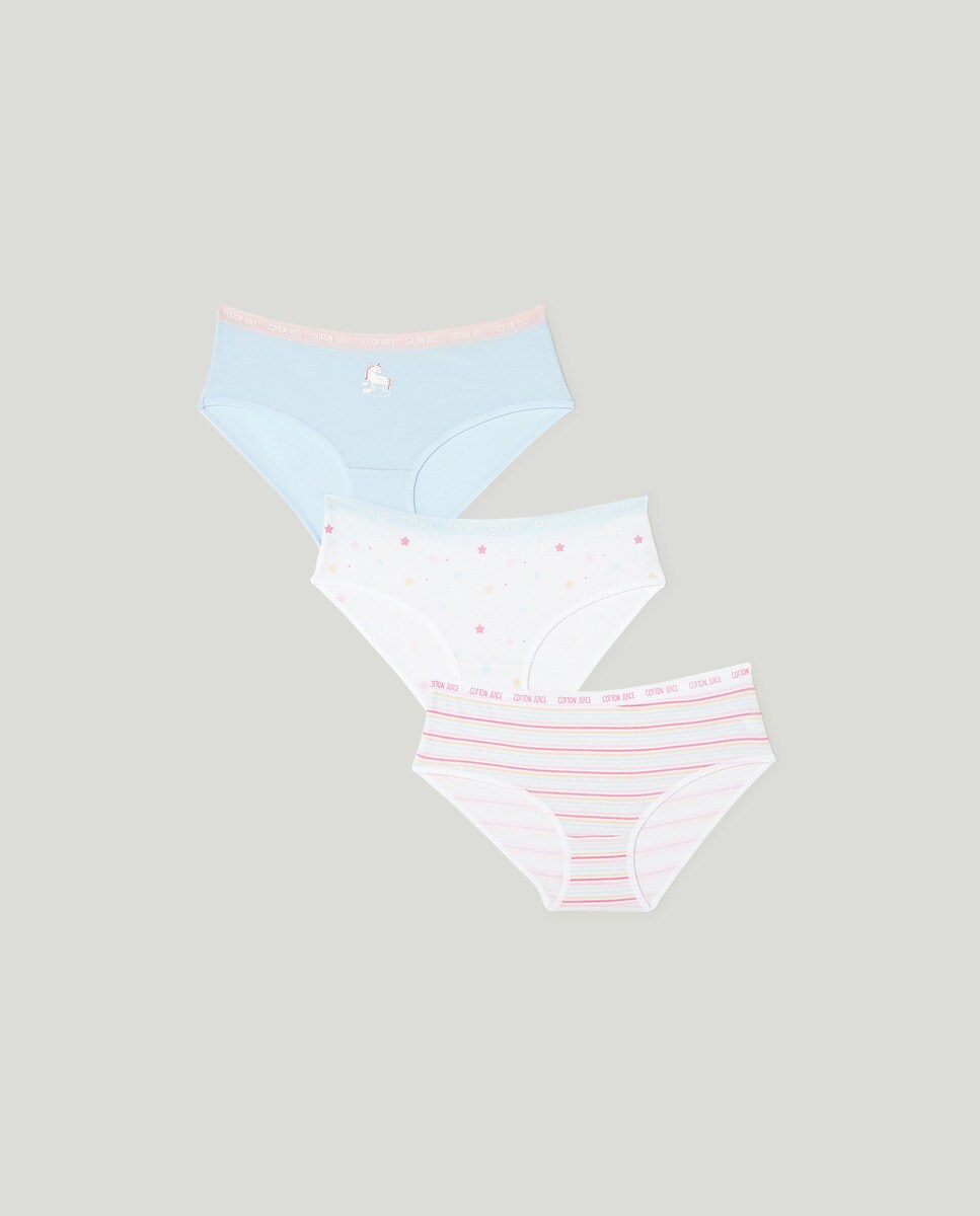 Lot de trois culottes avec imprimé fantaisie
