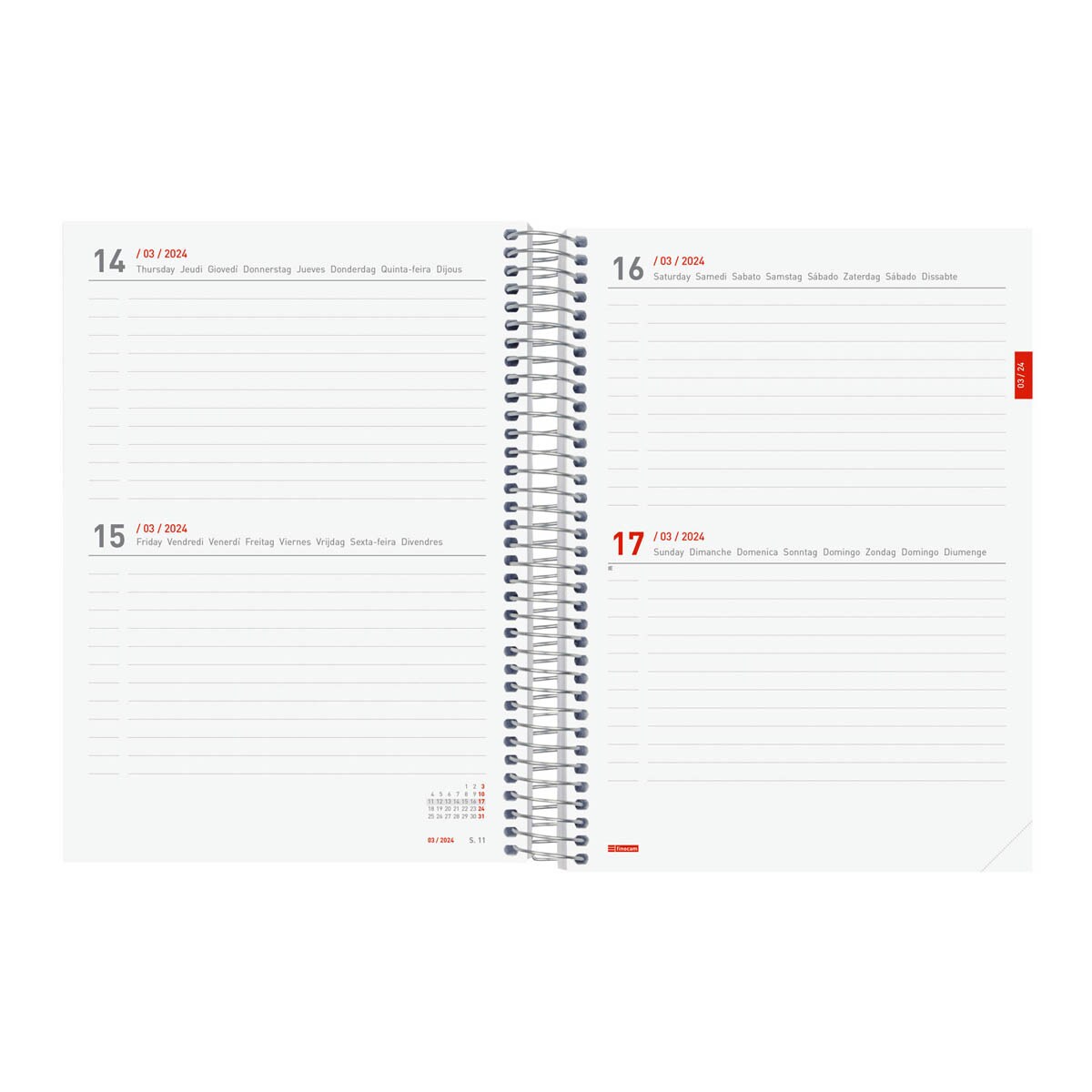 Agenda 18 meses julio 2023-diciembre 2024 espiral E10-155x212 2 días página Pretty Finocam multilingüe 5