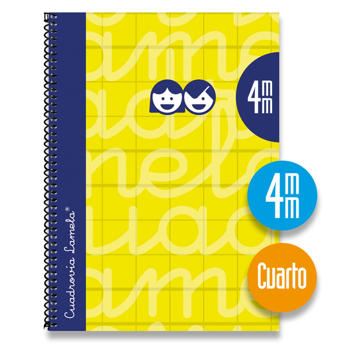 Caderno Quarto 4 mm de Capa Forrada - Azul Amarelo-1