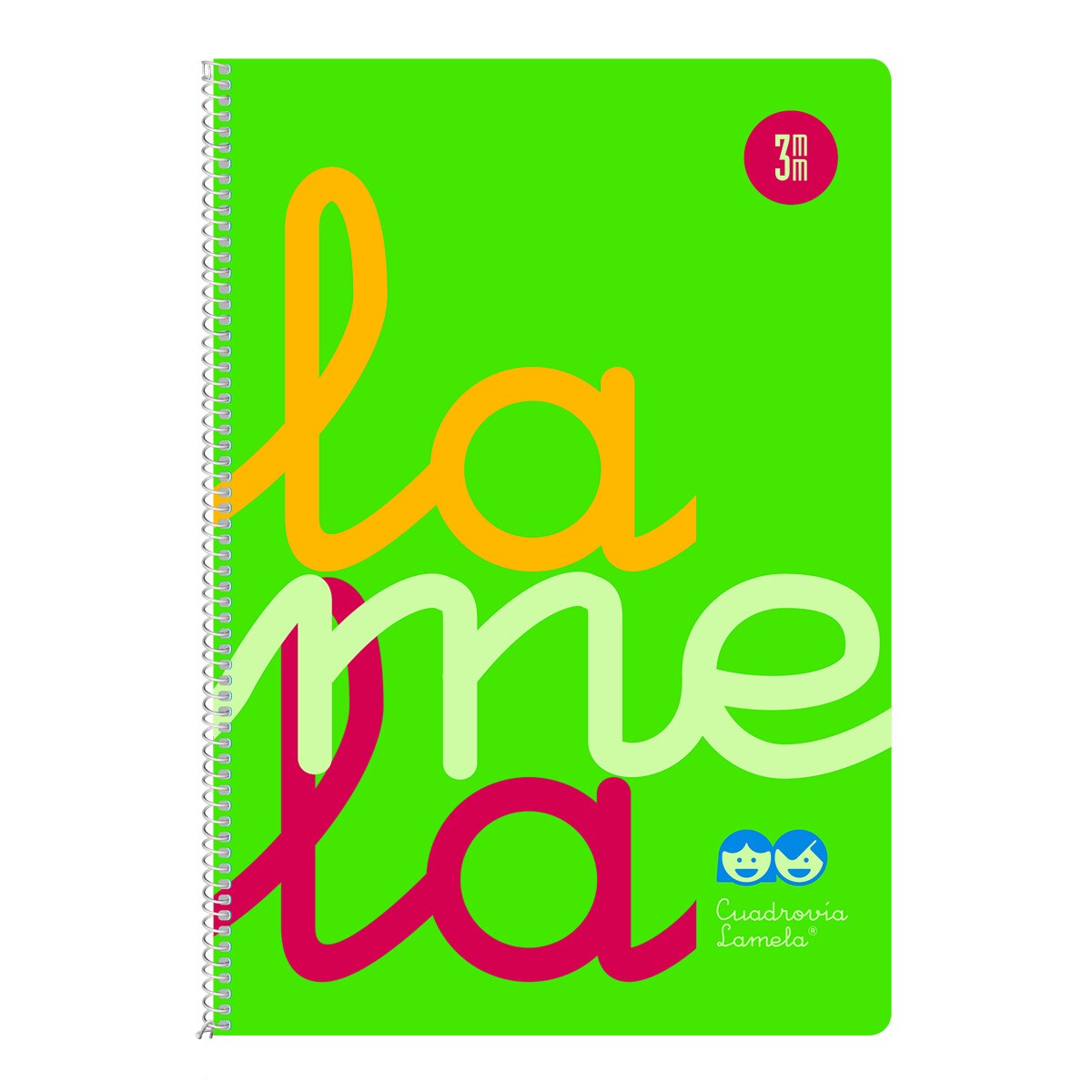 Cuaderno folio 3mm tapa polipropileno Lamela Verde flúor-1