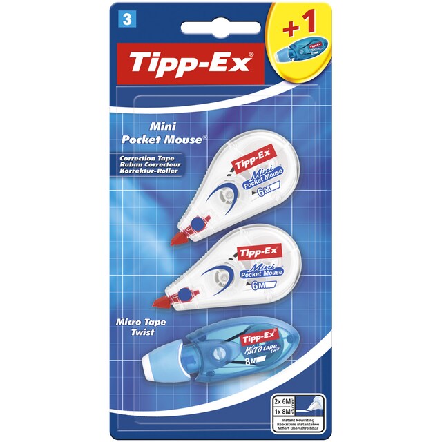 Imagen 0 de Pack de 2+1  Cinta Correctora  Tipp-Ex Mini Pocket Mouse BIC