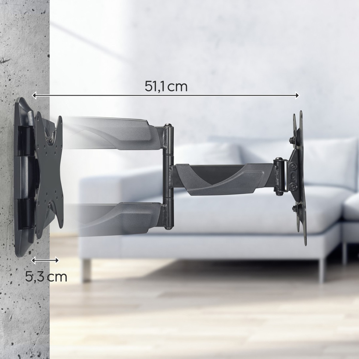 Soporte de pared Hama Fullmotion 2 Brazos para TV 19" a 48" Negro Negro-3