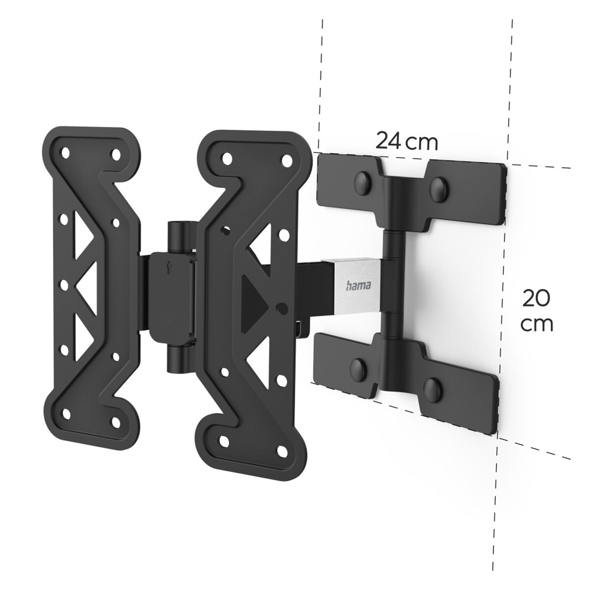 Soporte de pared Hama Fullmotion 1 Brazo Extra Slim para TV 19" a 48" Negro Negro-2