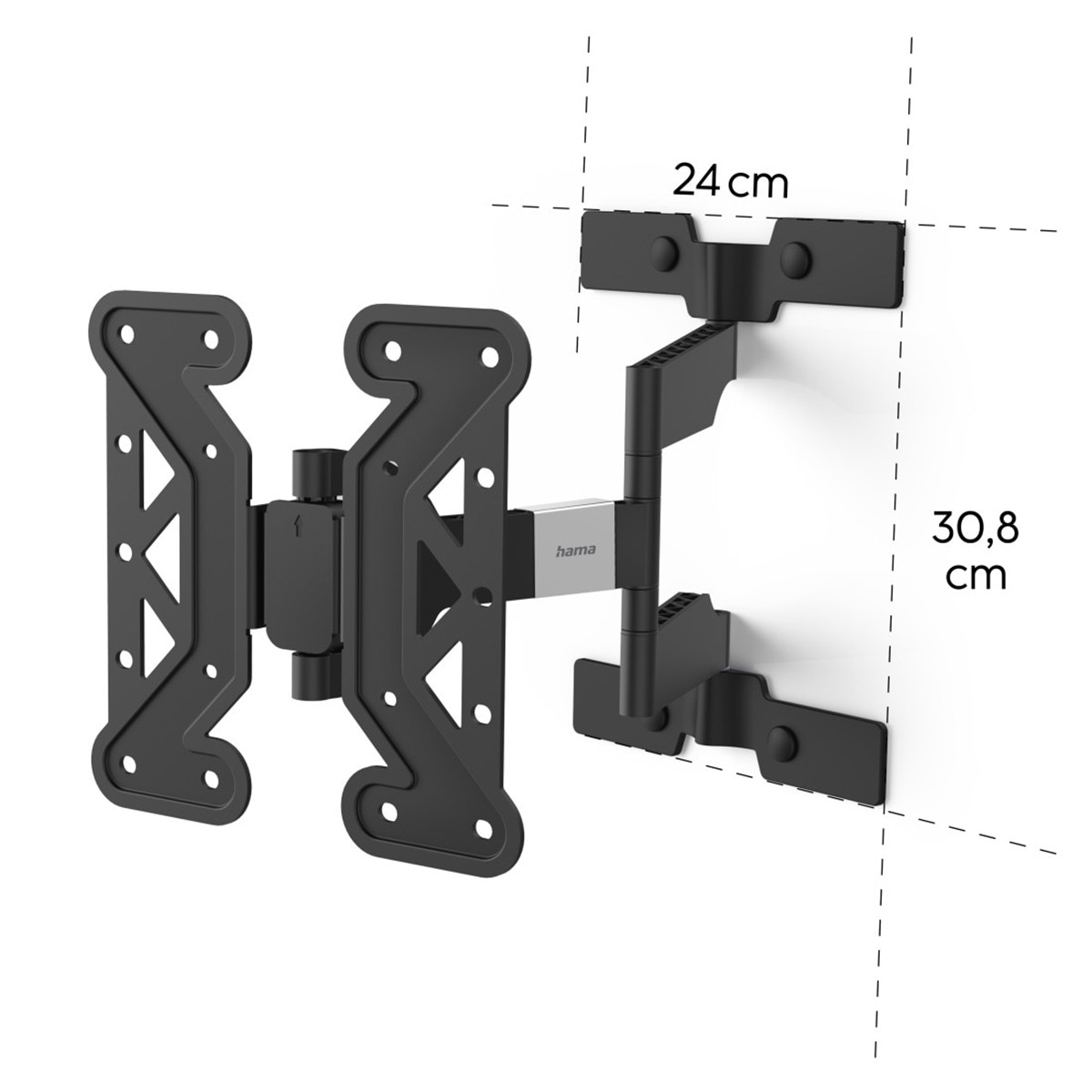 Soporte de pared Hama Fullmotion 2 Brazos Extra Slim para TV 19" a 48" Negro Negro-2