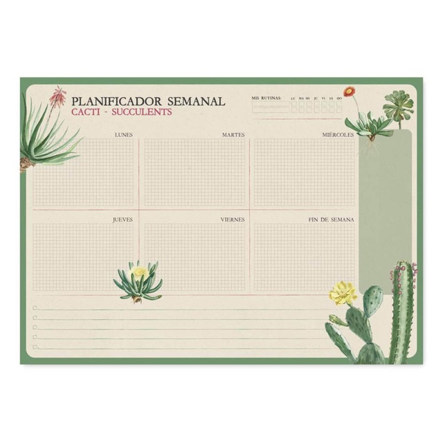 Imagen 0 de Bloc planificador semanal A4 Botanical Cacti español Kokonote verde y beige