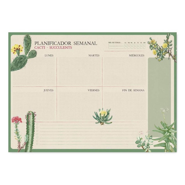 Imagen 0 de Bloc planificador semanal a3 Botanical Cacti español Kokonote blanco