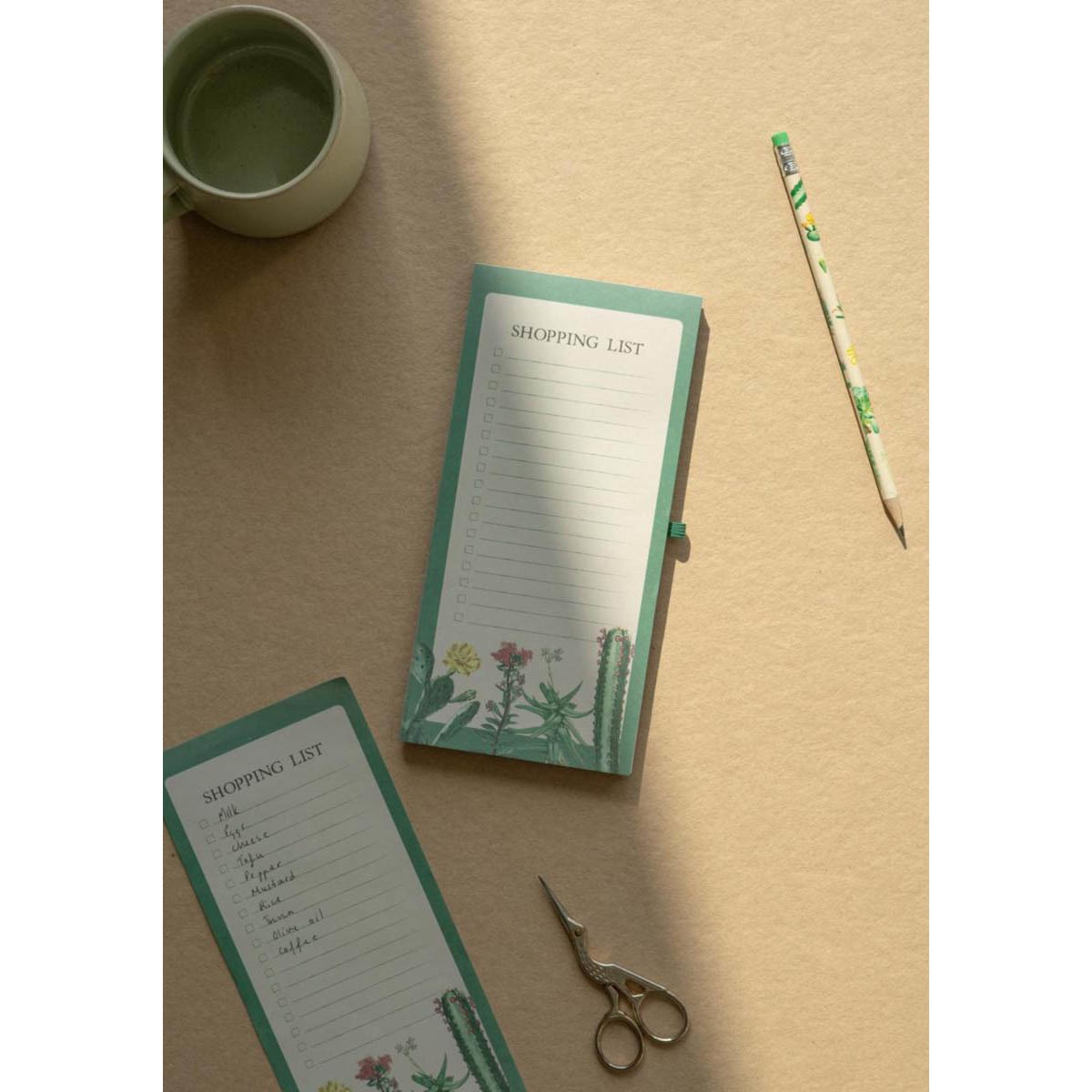 Notas magnéticas Botanical Cacti Kokonote verde y beige Verde / Beige-5