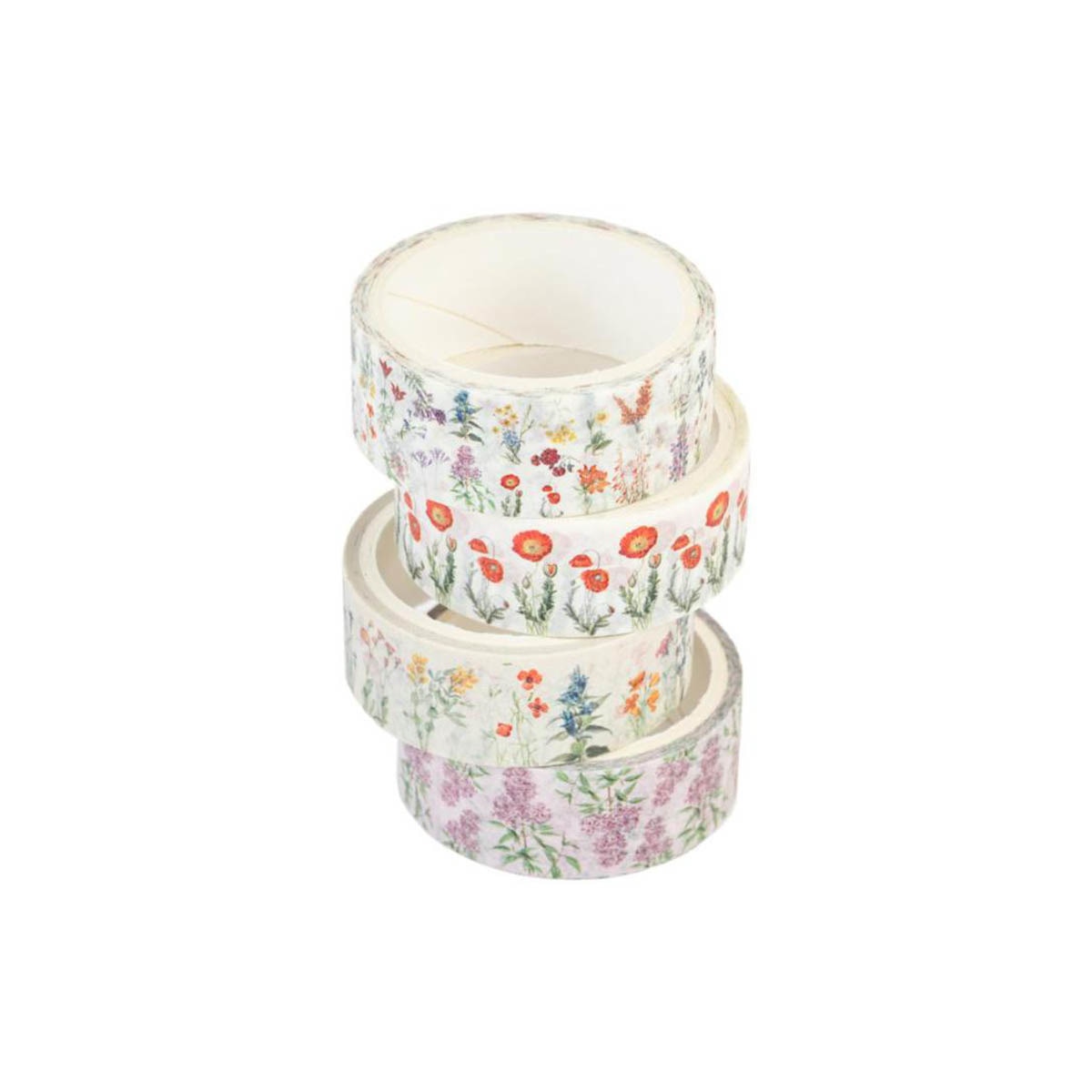 Imagem 0 de Conjunto 4 Washi Tape Botanical Wild Flowers - Branco