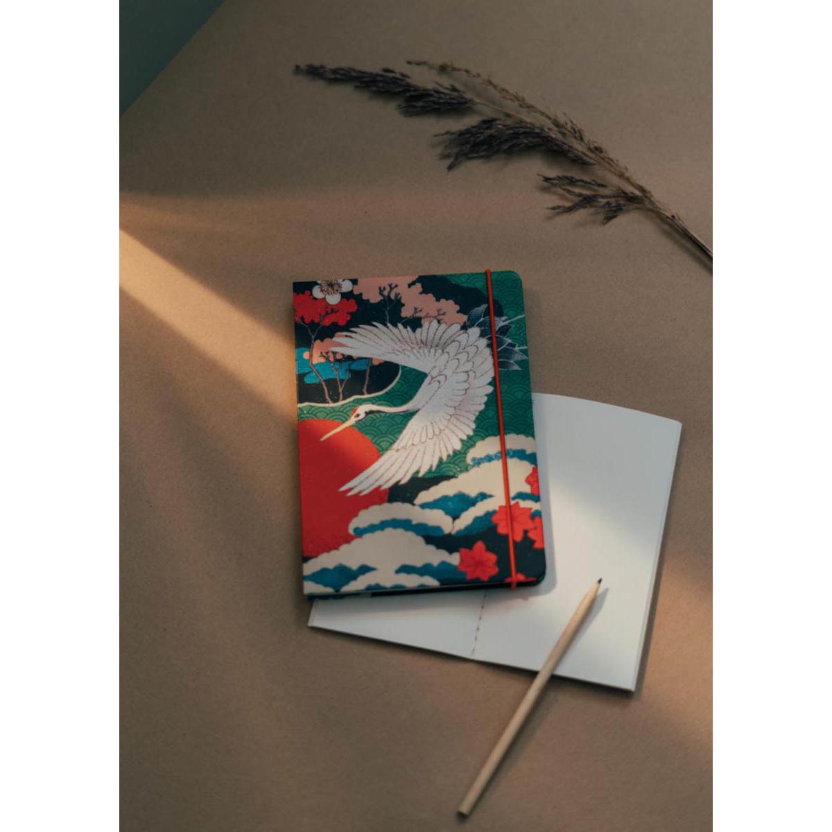 Cuaderno encuadernación artesanal A5 Japanese Crane Kokonote rojo y verde Rojo / Verde-5