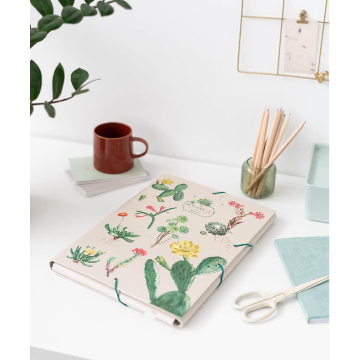 Pasta com Abas Botanical 34x24,5x2,5 Verde Verde / Bege-7