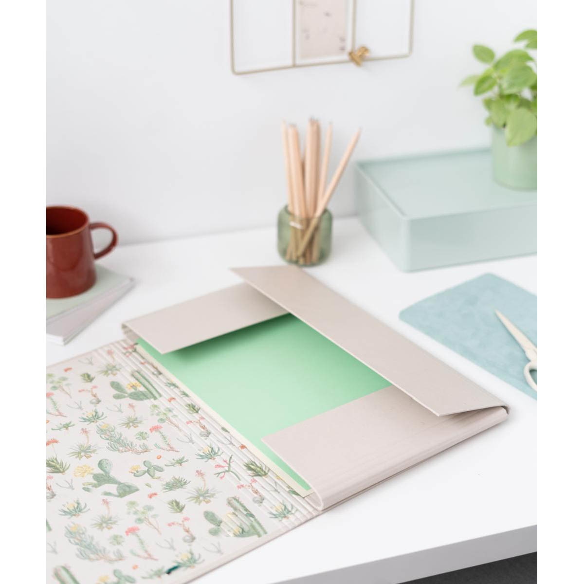 Pasta com Abas Botanical 34x24,5x2,5 Verde Verde / Bege-6