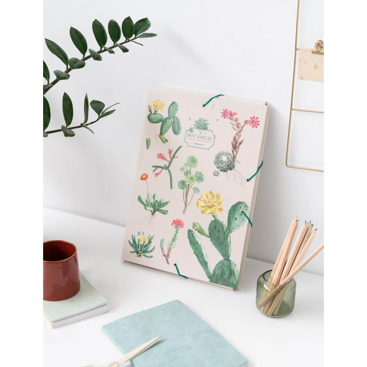 Pasta com Abas Botanical 34x24,5x2,5 Verde Verde / Bege-4