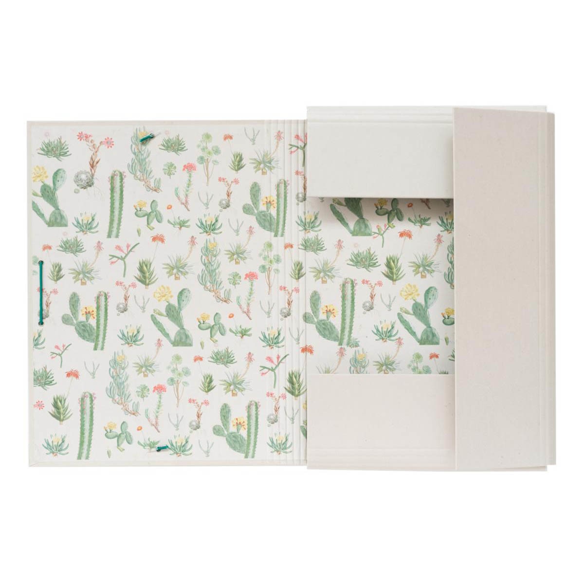 Pasta com Abas Botanical 34x24,5x2,5 Verde Verde / Bege-3