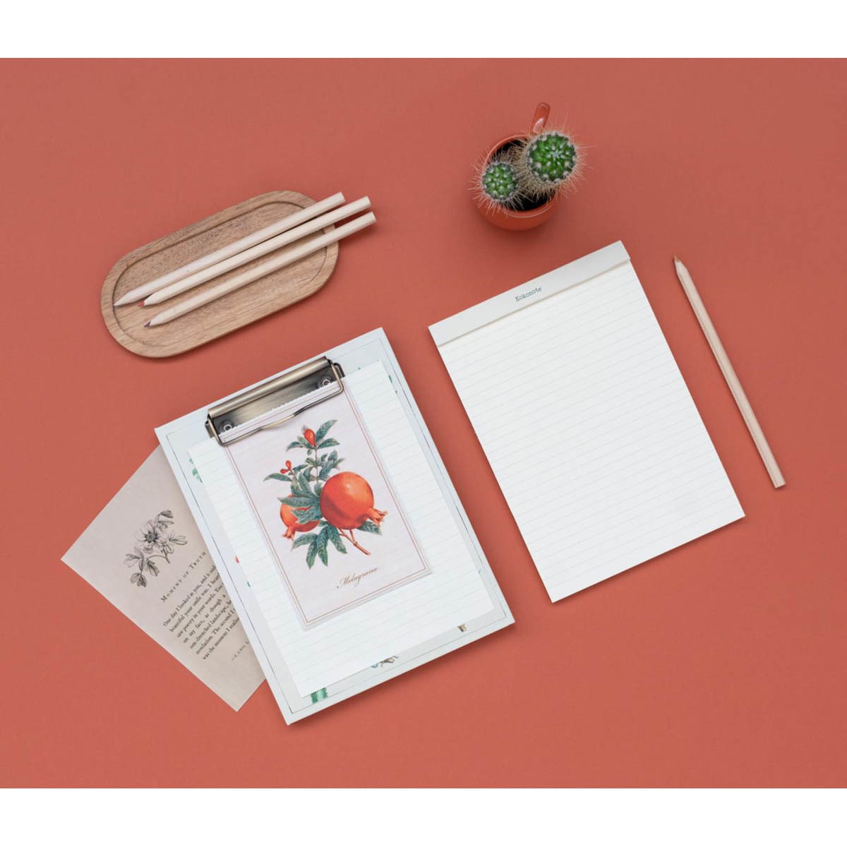 Pasta com Pinça Botanical Cacti A5 - Branco Branco / Verde-5