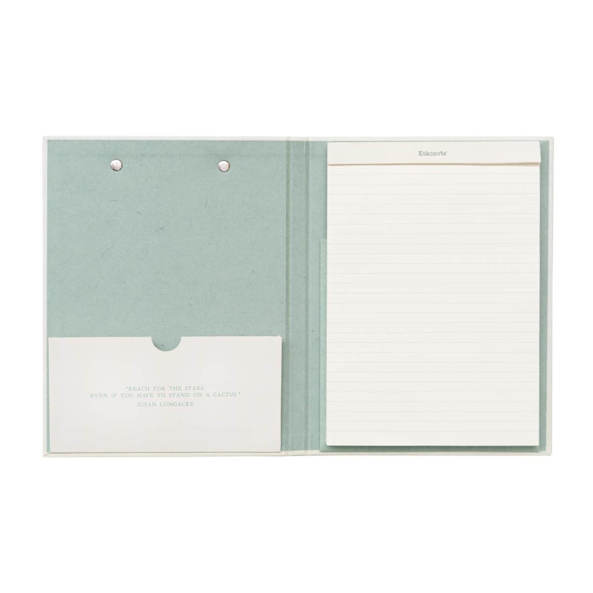 Pasta com Pinça Botanical Cacti A5 - Branco Branco / Verde-2