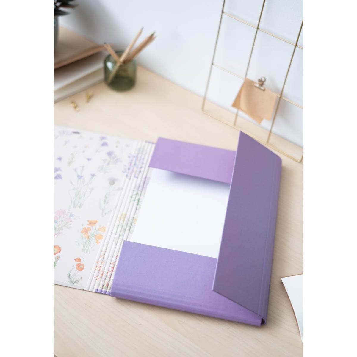 Pasta Abas Botanical Wild Flowers - Branco Branco / Lilás-6