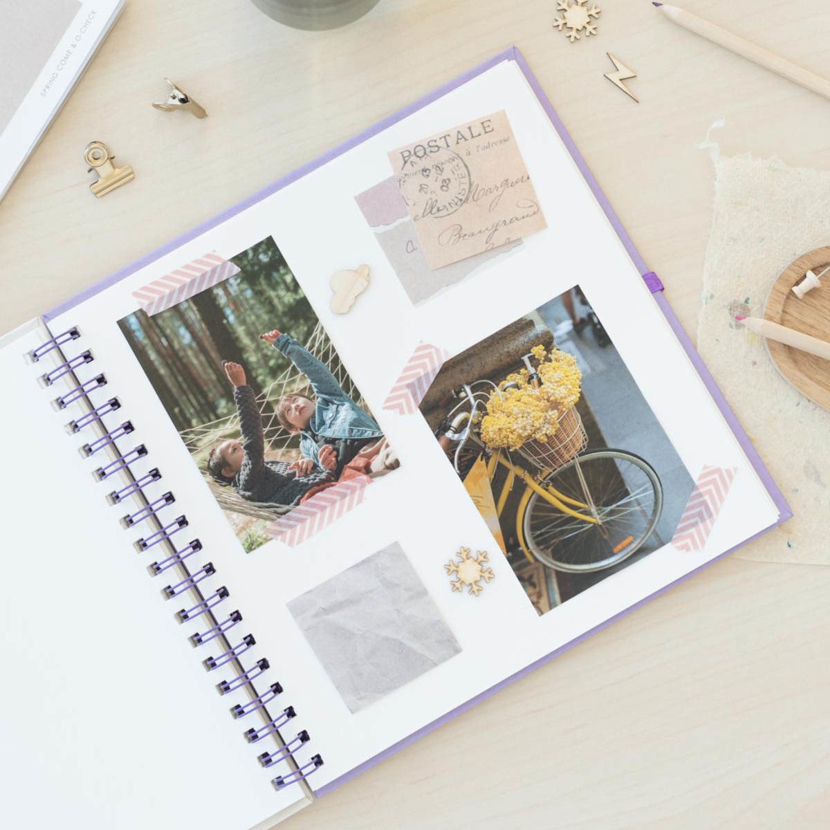 Scrapbook Photo Album 40 páginas Botanical Wild Flowers 26x26 cm - Branco Branco / Verde-6