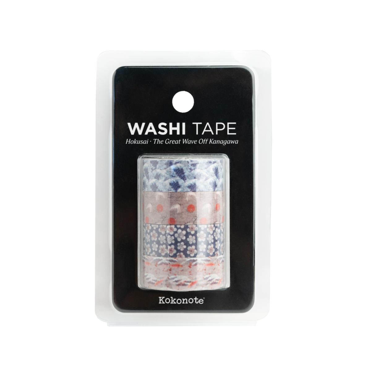 Set 4 washi tape Hokusai Kokonote azul y gris Azul / Gris-3