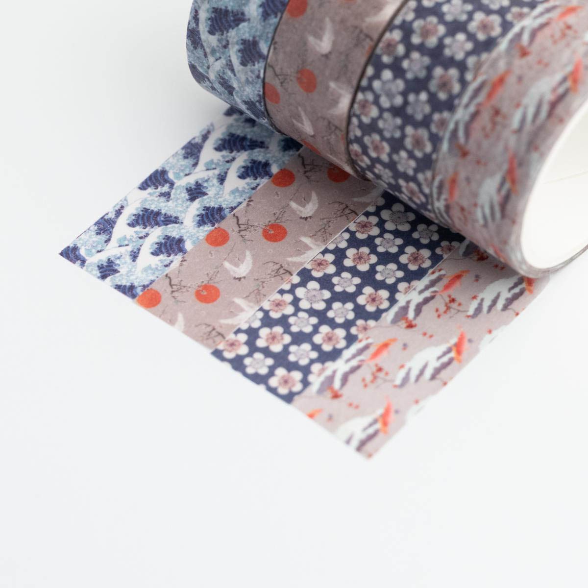 Set 4 washi tape Hokusai Kokonote azul y gris Azul / Gris-2