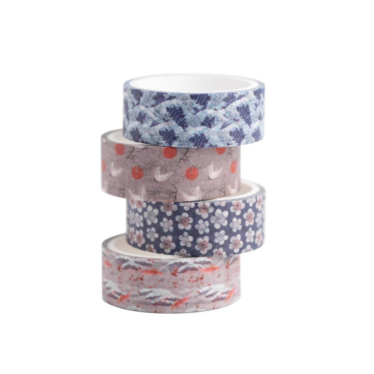 Imagem 0 de Conjunto de 4 Washi Tape Hokusai - Azul e Cinzento