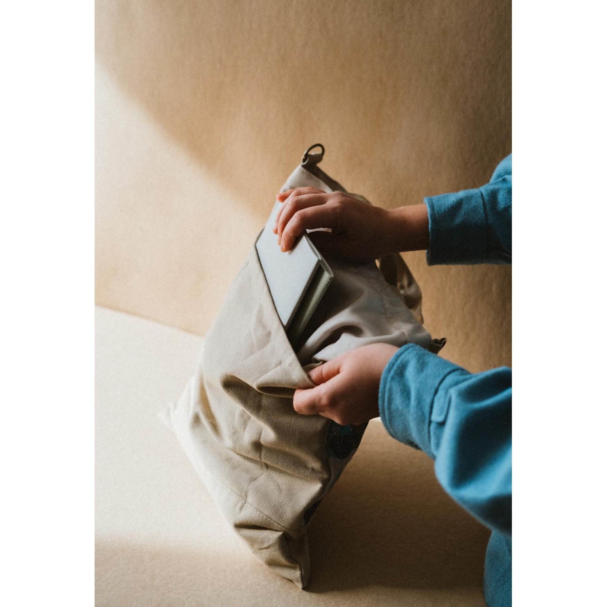 Saco de Tecido Hokusai - Castanho e Azul Castanho / Azul-4