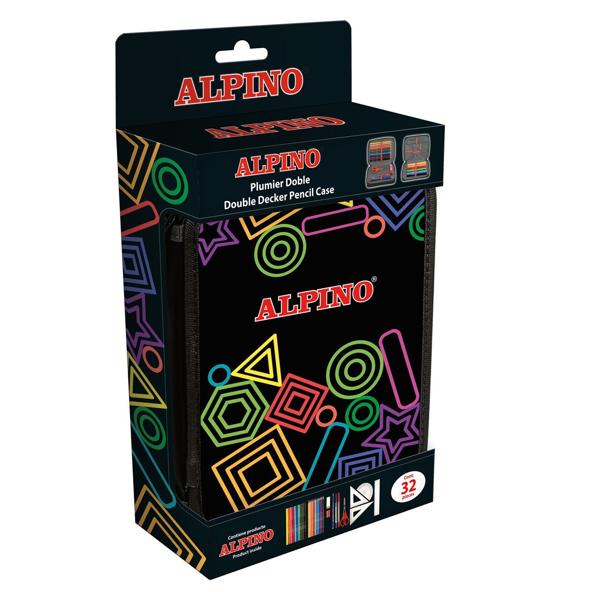 Alpino Plumier Pequeño Doble Black En Blíster Material Incluído
