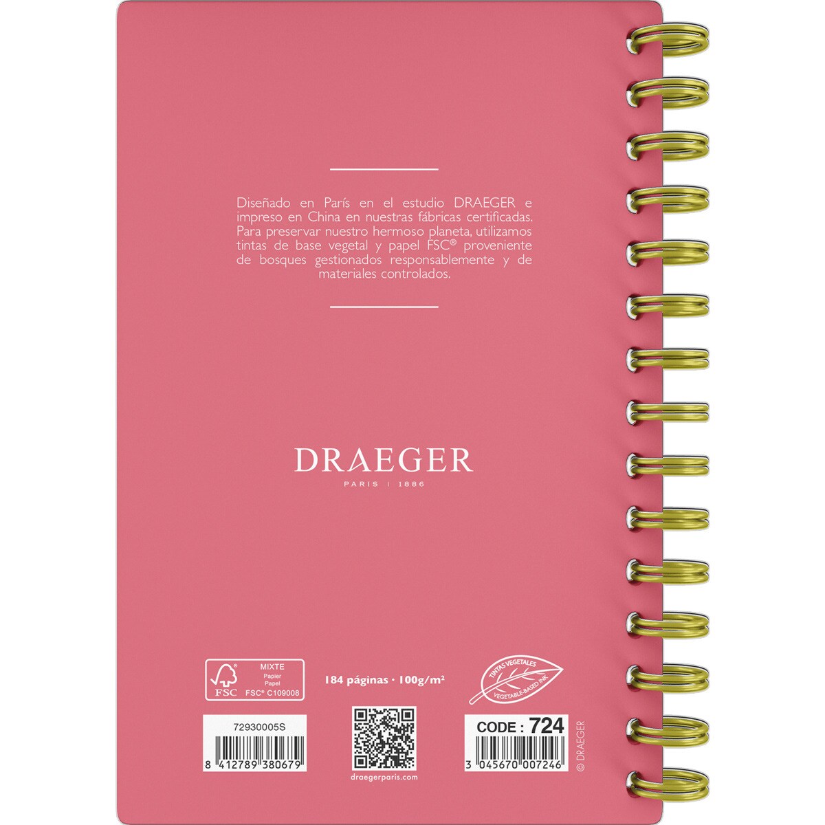 Agenda 2023-2024 (16 meses) palmeras Draeger rosa castellano Rosa / Blanco-3