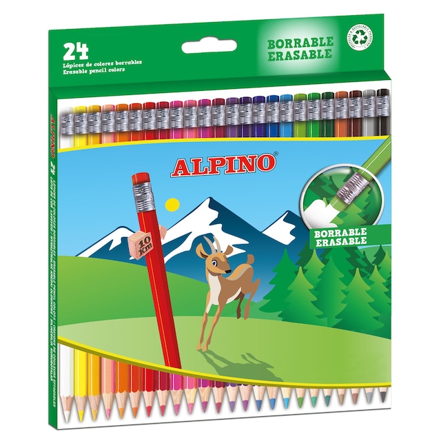Imagen 0 de Estuche 24 lápices de colores borrables Alpino multicolor