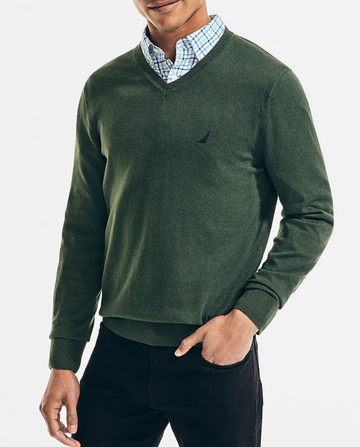 Imagen 0 de Jersey de hombre verde de cuello pico