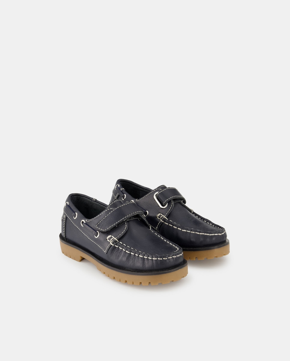 Náutico de piel con velcro 25-34 Azul marino-2
