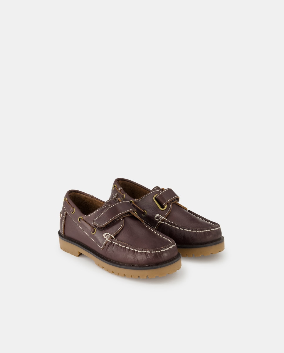 Náutico de piel con velcro 25-34 Marrón oscuro-2