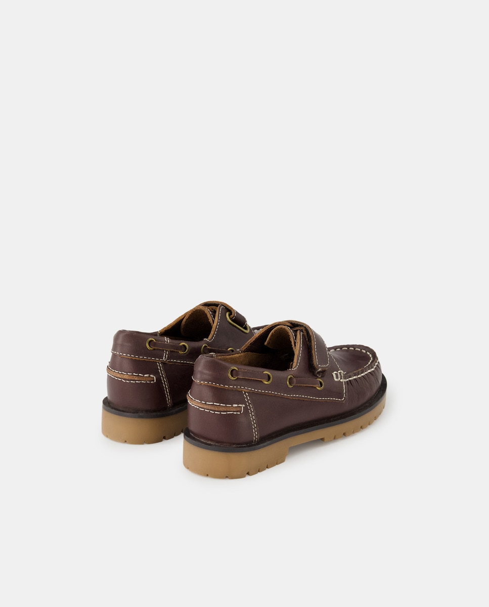 Náutico de piel con velcro 25-34 Marrón oscuro-3
