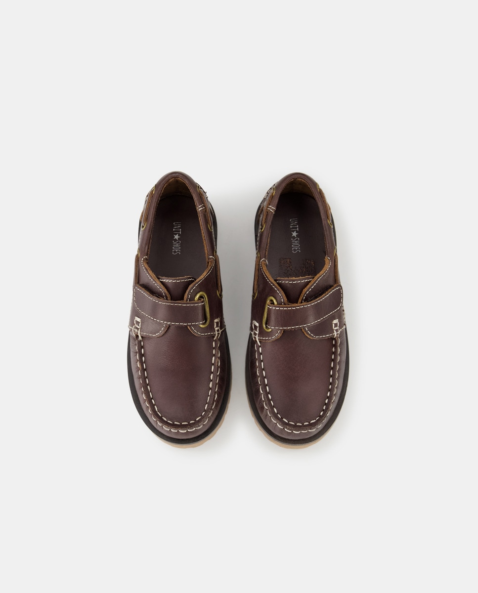 Náutico de piel con velcro 25-34 Marrón oscuro-4