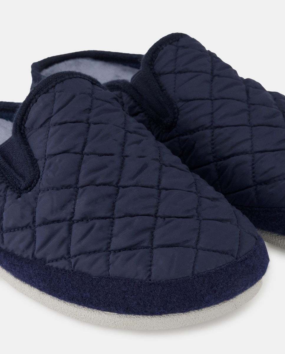 Chinelos de Quarto Tipo Babuchas Acolchoados com Detalhes Elásticos Azul-marinho-5