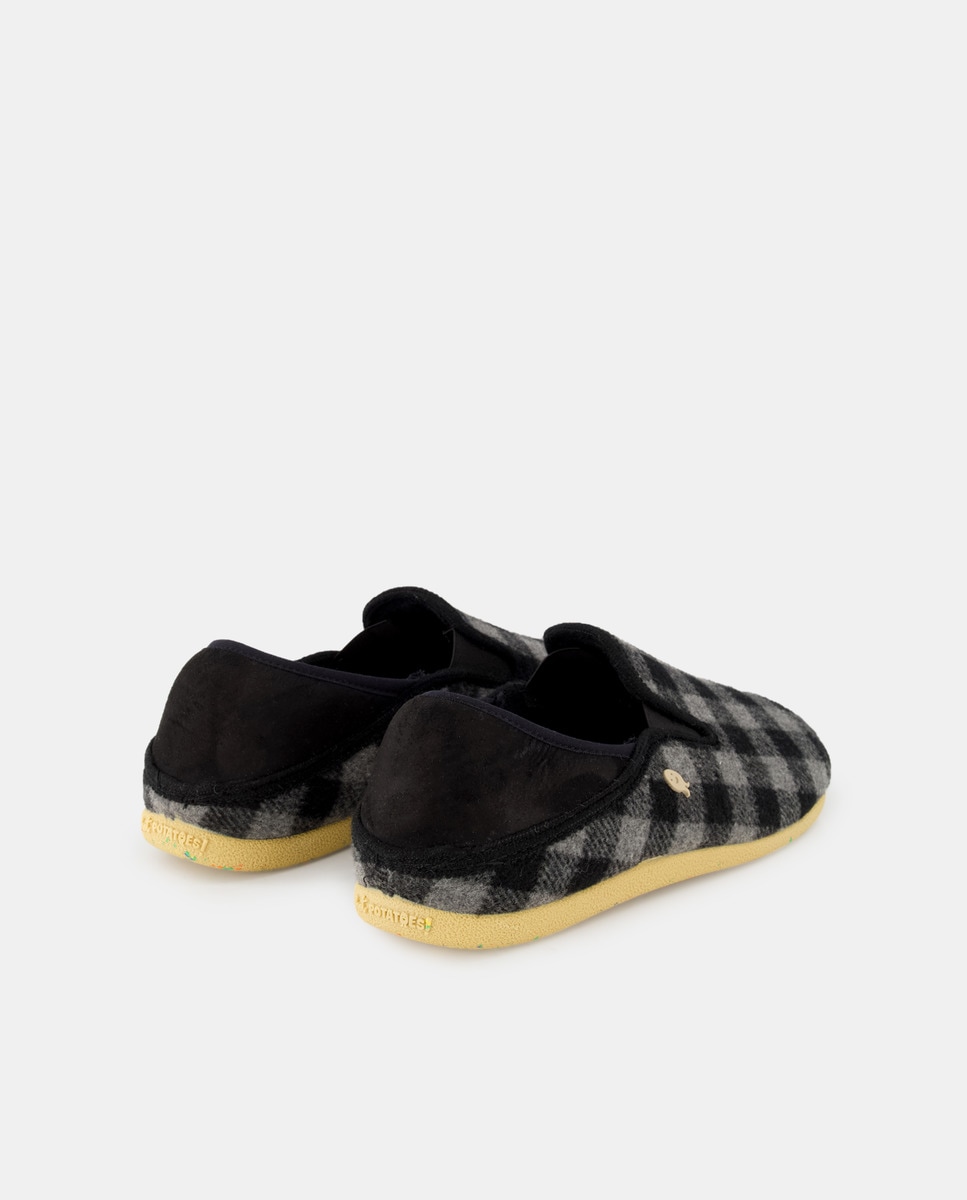 Pantufas Tipo Babuchas com Estampado aos Quadrados Cinzento-3