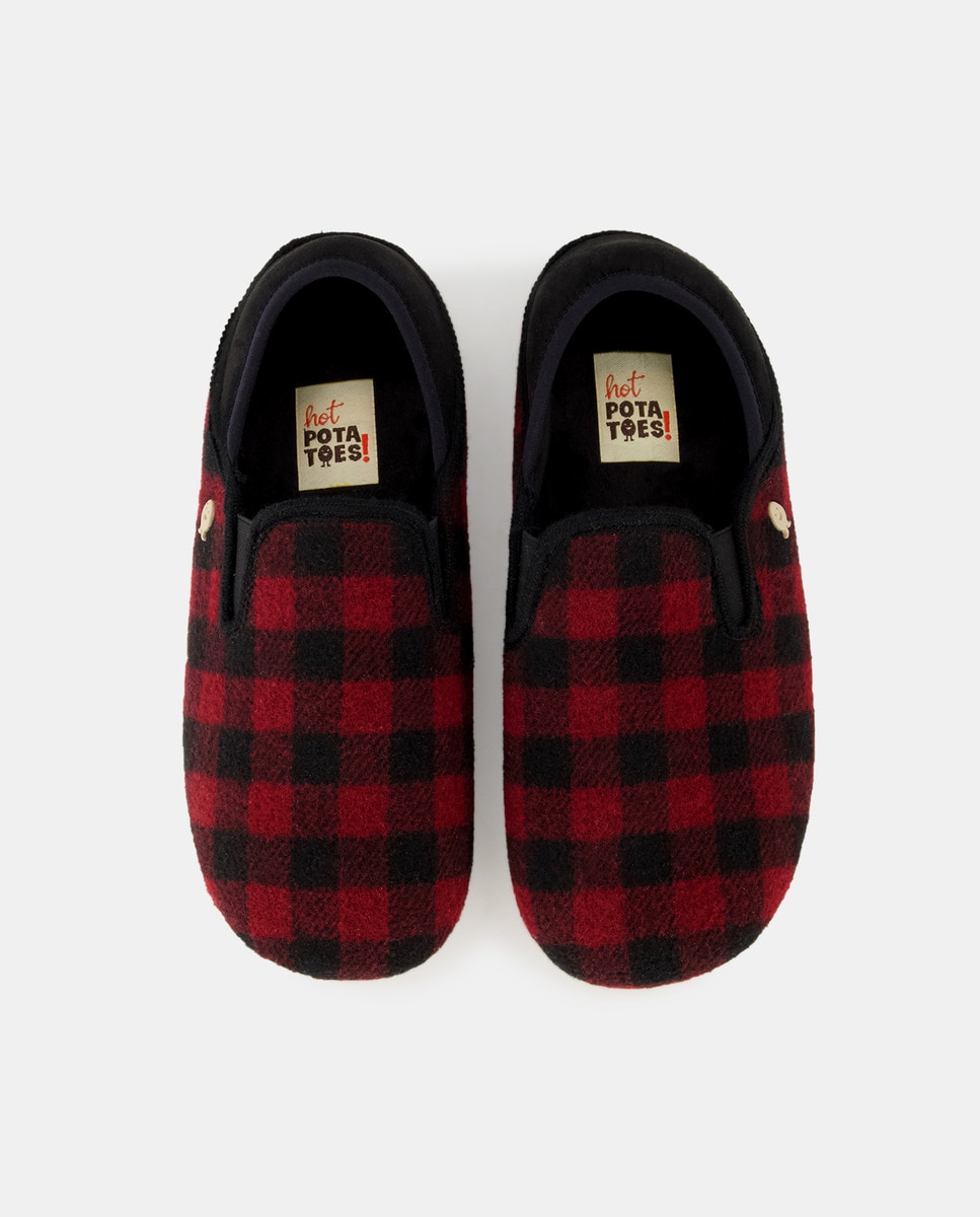 Pantufas Tipo Babuchas com Estampado aos Quadrados Bordeaux-4