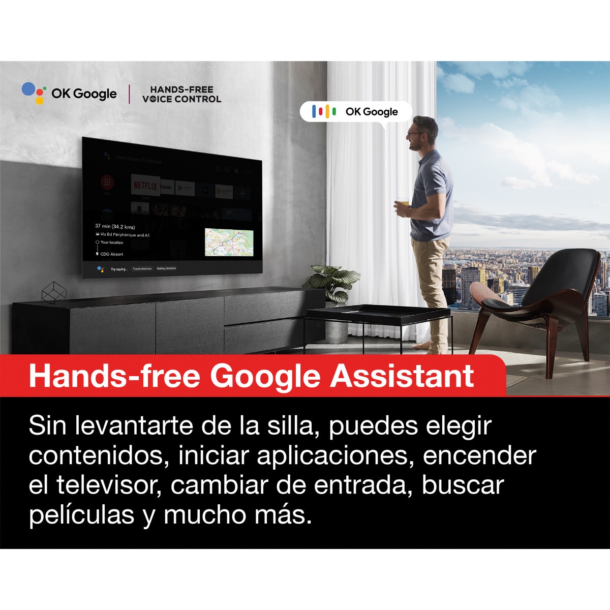 TV LED 126 cm (50") TCL 50P73, UHD 4K, Google TV, Dolby Vision, Dolby Atmos y Google Assistant Metálico-10