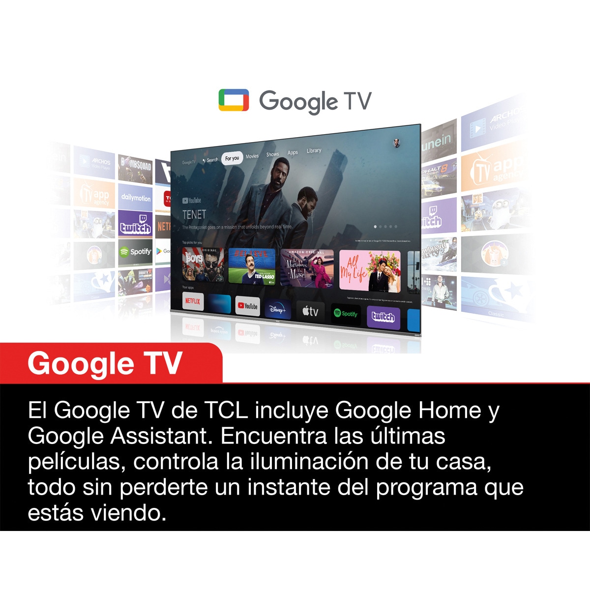 TV QLED 189 cm (75") TCL 75C735, UHD 4K, Google TV, Dolby Vision, Dolby Atmos y Google Assistant Titanio-9