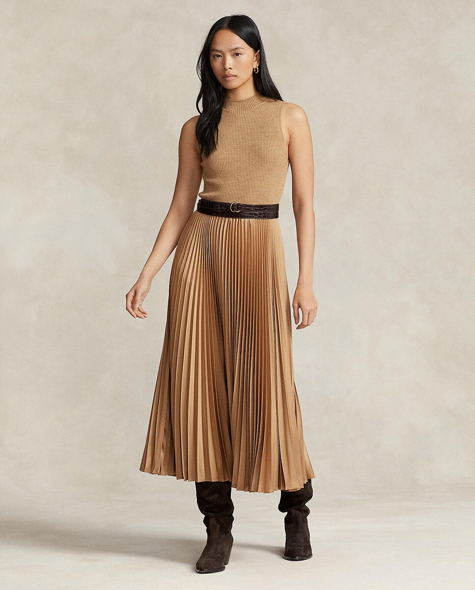 Robe longue en laine sans manches