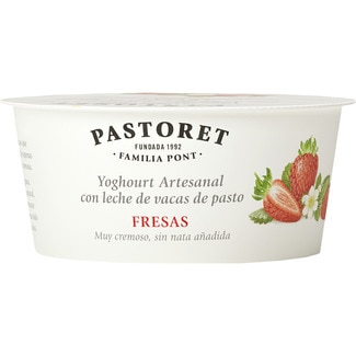 yogur con fresas azucarado artesano cremoso con leche de vacas de pasto sin gluten envase 125 g - Pastoret