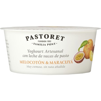 yogur con melocotón y maracuyá azucarado tesano cremoso con leche de vacas de pasto envase 125 g sin gluten - Pastoret